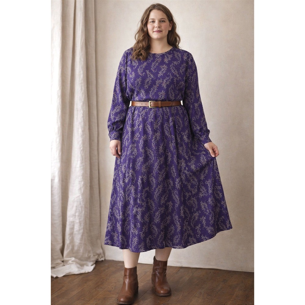 Vintage Talbots Purple Floral Prairie Midi Skirt Set Romantic 90s Womens 16